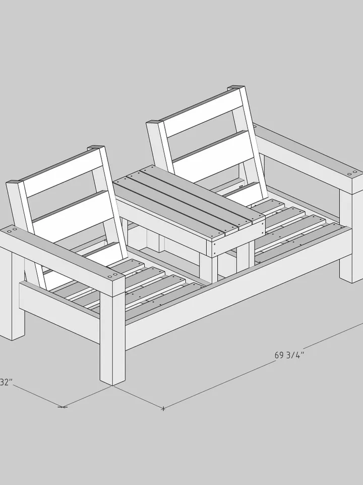 Double Chair Bench Plans, PDF, DIY