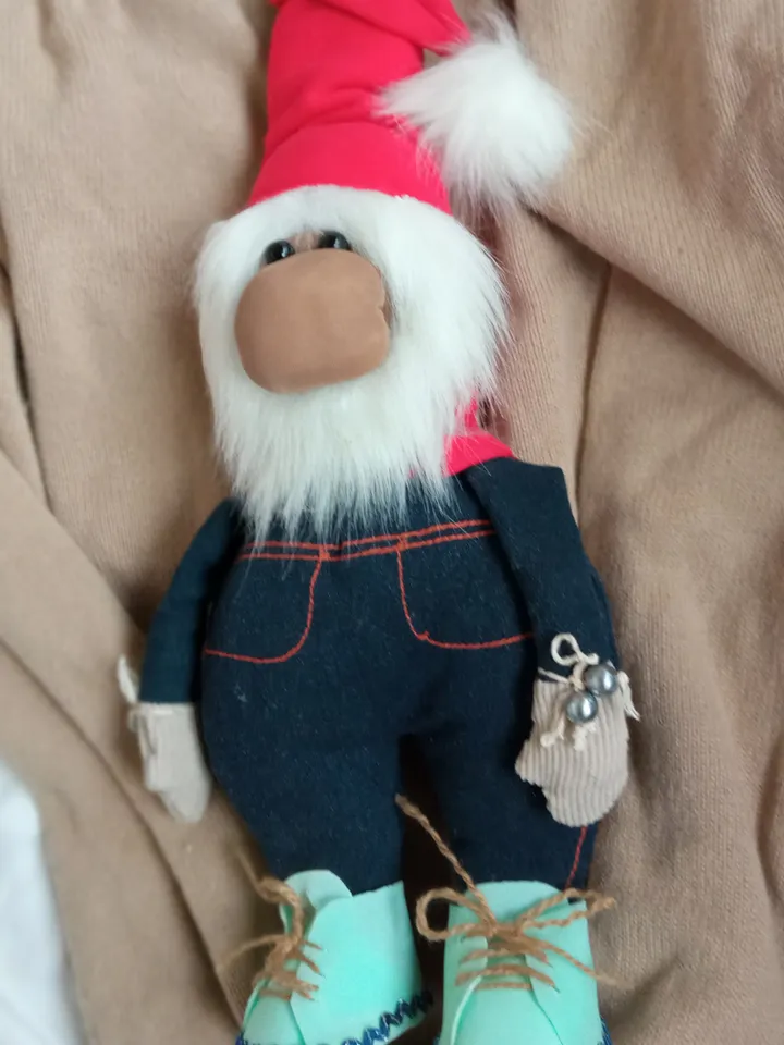 Cute denim gnome. Textile interior gnome. Christmas decor Fireplace decor Handmade Xmas gnome. Holidays gifts