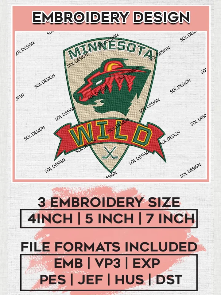 Minnesota Wild Word Embroidery Designs, NHL Minnesota Wild Team Logo Embroidery, Hockey Team Logo Emb Files, NHL Embroidery Designs, NHL Machine Embroidery Designs, Machine embroidery Files, Digital Download