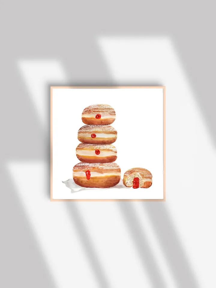 Donut Art Print, Dessert Painting, Donut Watercolor, Breakfast Art, Food Illustration, Donut Food Print,Donut Picture Wall Art Print Poster