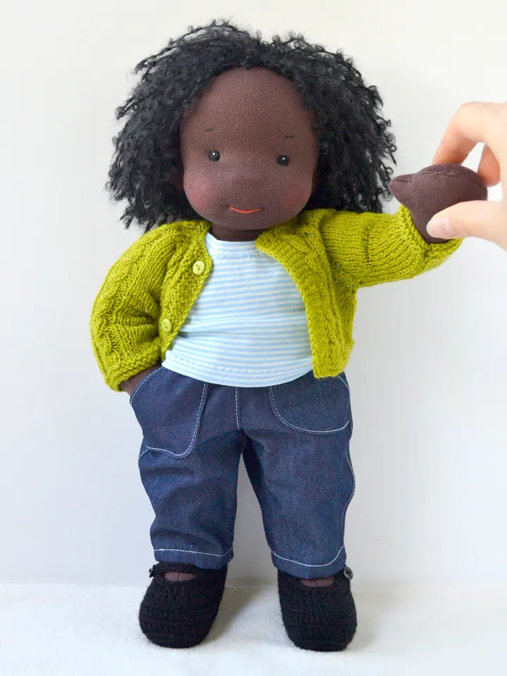 DIY 14-16"/36-40 cm Doll Cardigan & Booties. PDF knitting and crochet pattern and tutorial.
