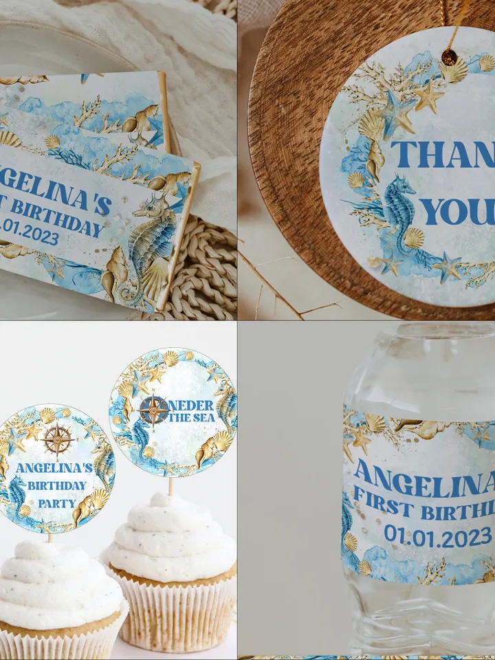 Editable BIG BIRTHDAY BUNDLE ONEder the Sea First Birthday ; Under the Sea Party; Ocean Party Birthday Template Instant Download; SE1