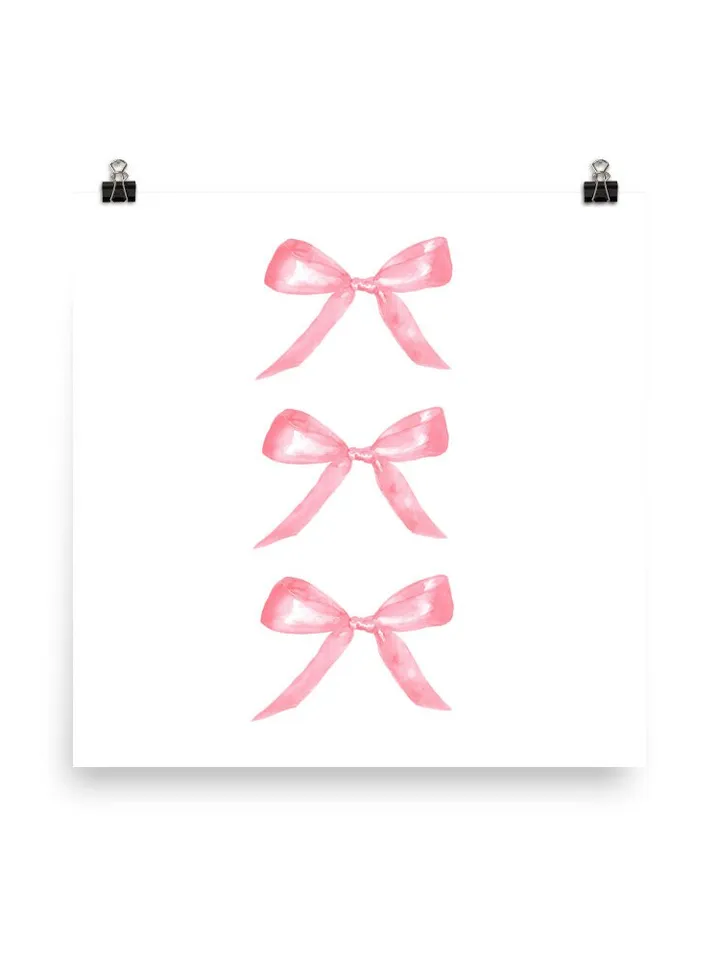 Pink Bow Painting Art Print, Watercolor Bow, Pink and White, Newborn Girl, Pink Chinoiserie Wall Art Print