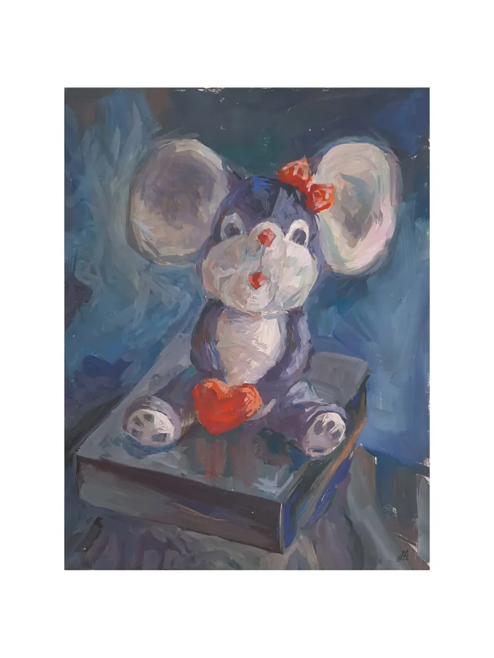 Little Mouse Painting 12x9" ORIGINAL ART Gouache Impressionist Fine Art Signed by artist Marina Chuchko