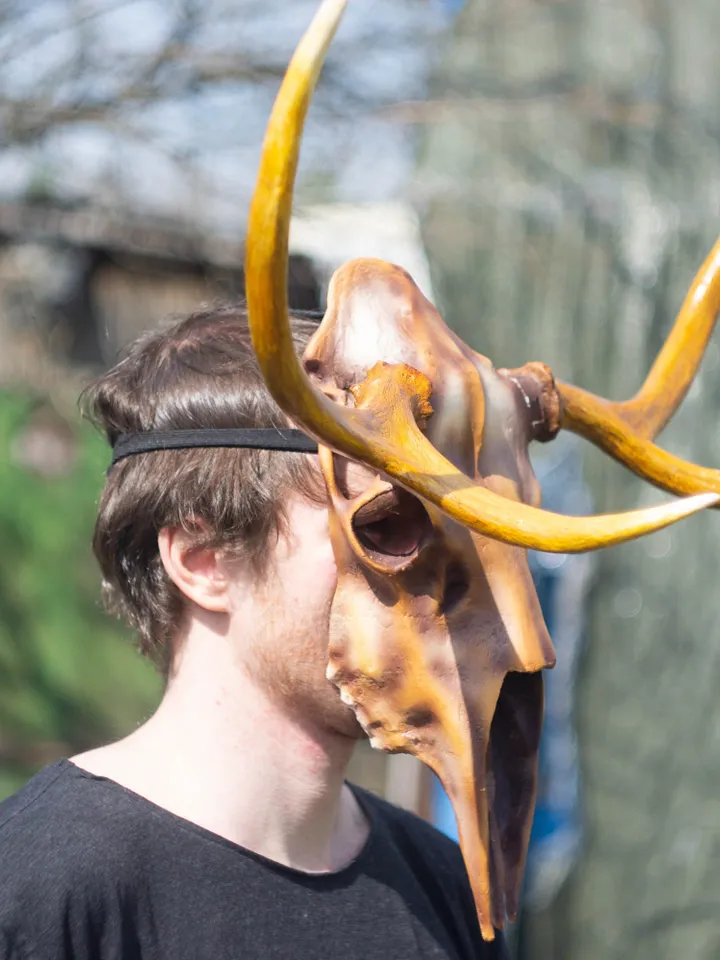Deer Skull Mask, Antler Mask, Realistic Skull Mask, tribal headpiece, Headpiece skull, ritual mask, pagan headdress, skull costume mask