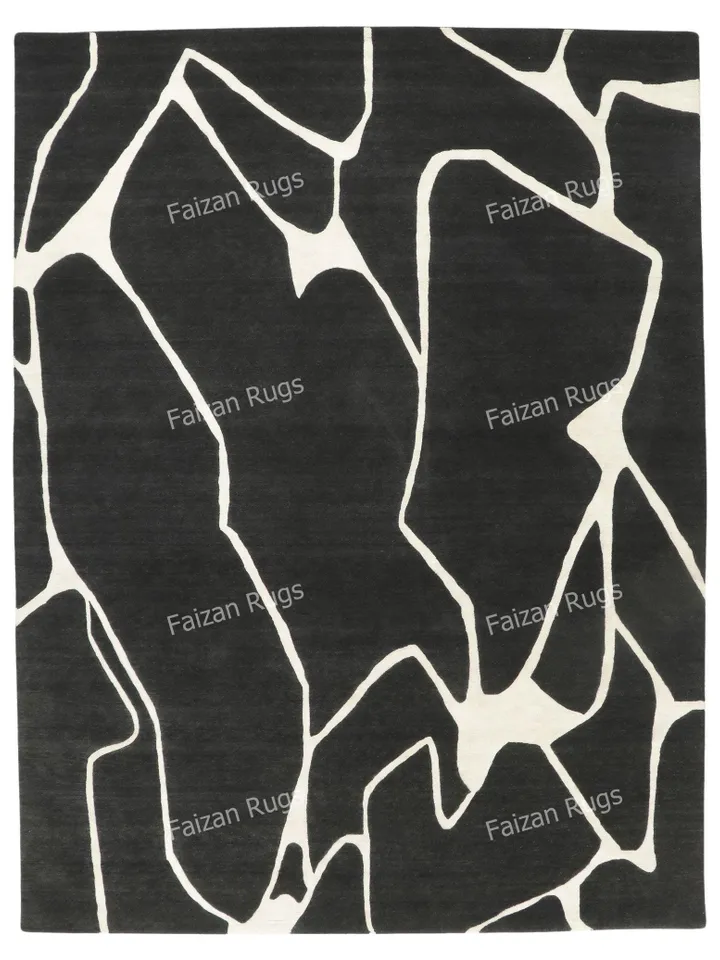 Buy Black & White Hand tufted Contemporary Rug 100% wool carpets for living room, bed room, kids room in any size 9x12,8x10,6x9