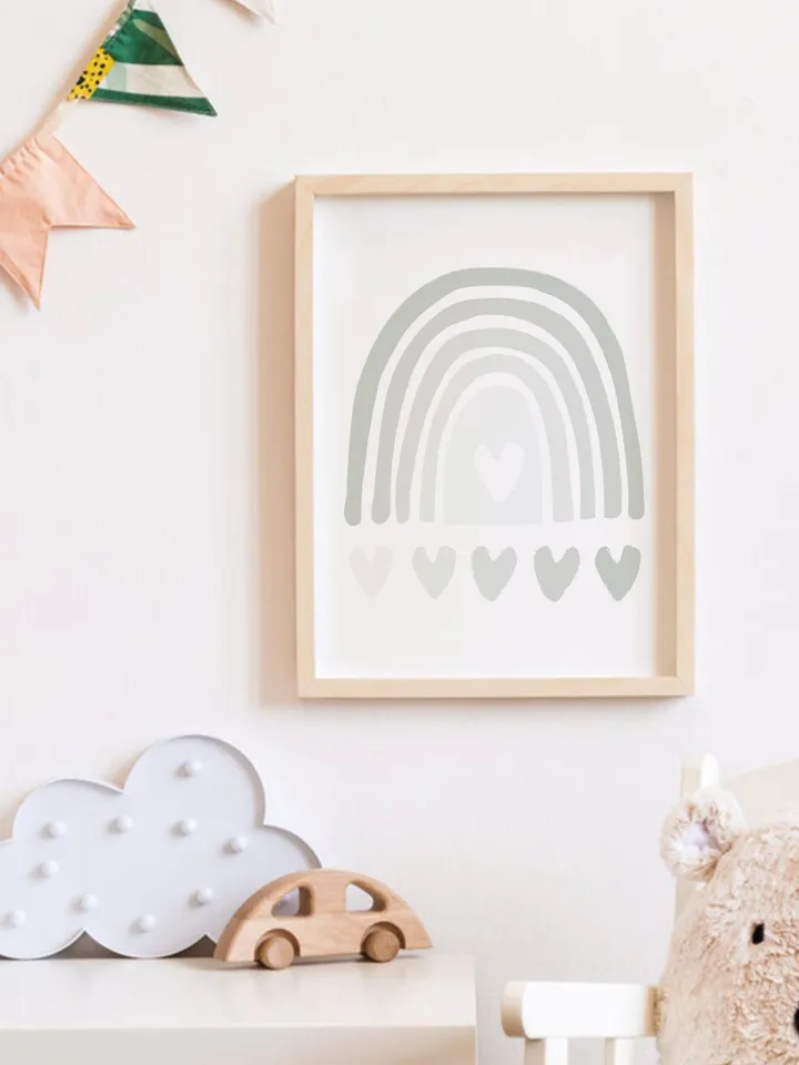 Pastel Blue Nursery Wall Art Rainbow Heart Nursery Wall Art Girl Nursery Wall Art Boy Printable Wall Art Print Digital Download