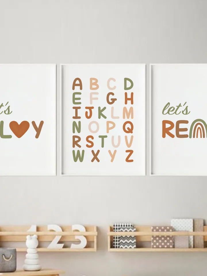 Playroom Wall Decor For Kids Boys And Girls Instant Download Prints Set Of 3 Unique Homeschool Elementary Abc Motivational Boho Wall Hanging
