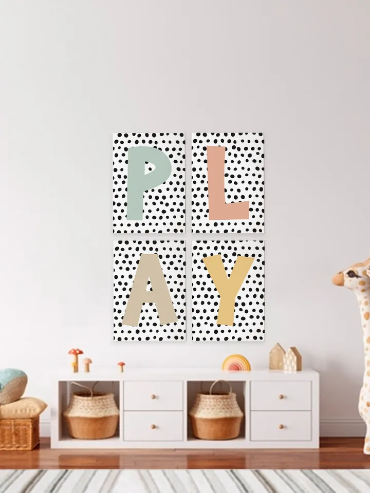 Play Wall Art Print, Play Playroom Sign, Play Letters For Playroom, Play Wall Letters, Play Printable, Set of 4 Instant Digital Download