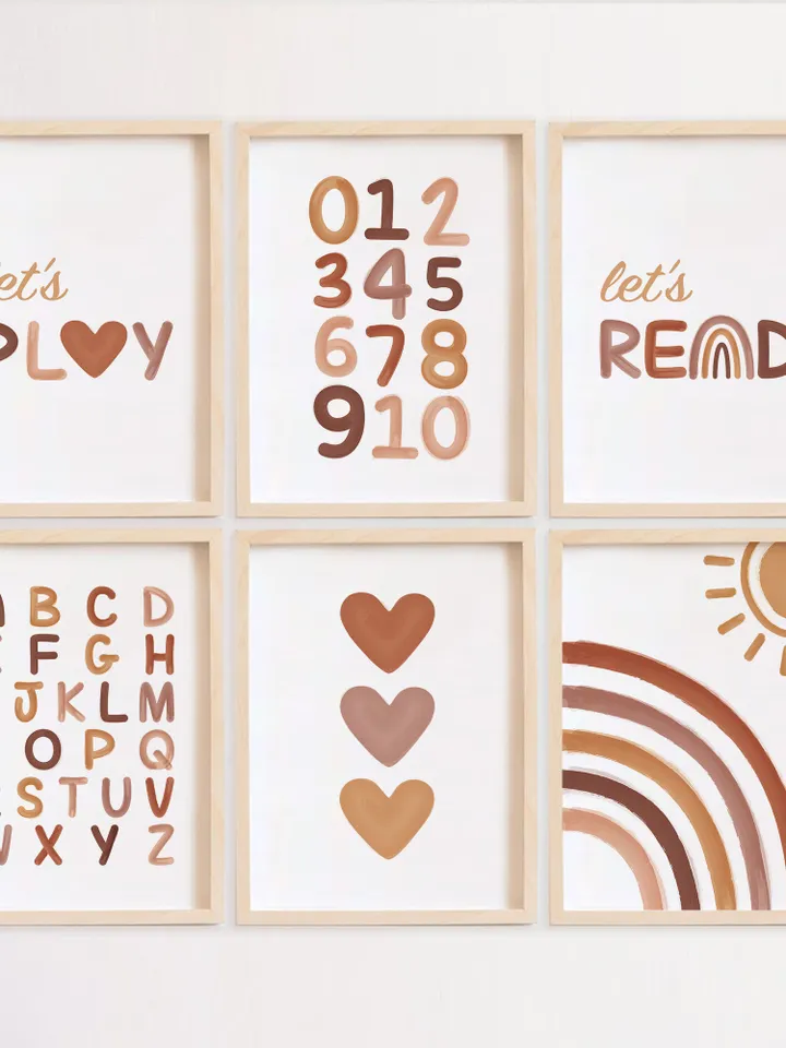 Preschool Wall Poster Classroom Decor Elementary Wall Art Educational Print Let's Play Read Sign Boho Abc Alphabet Instant Digital Download