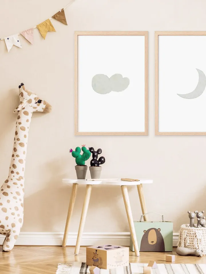 Moon Watercolor Printable Modern Wall Art Blue Nursery Wall Art Decor Printable Wall Art Prints Set Of 2 Digital Downloaded
