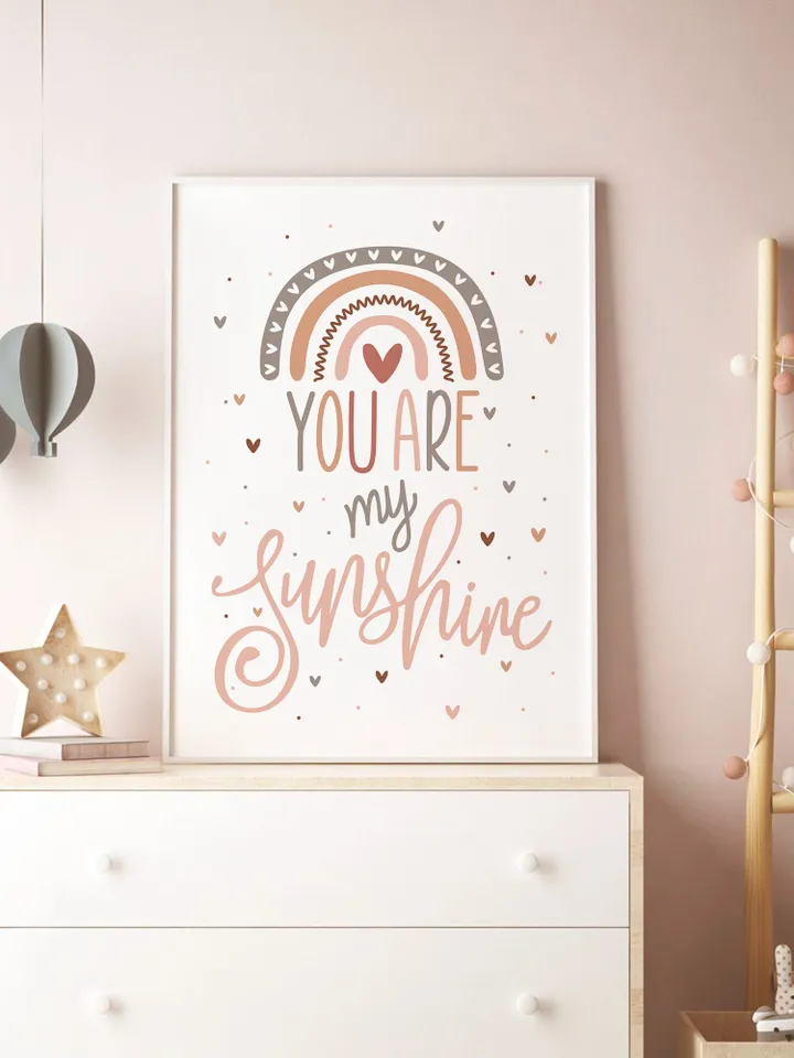 You Are My Sunshine Wall Art Print Boho Girl Nursery Baby Toddler Room Wall Design Playroom Decor Printable Design Instant Digital Download