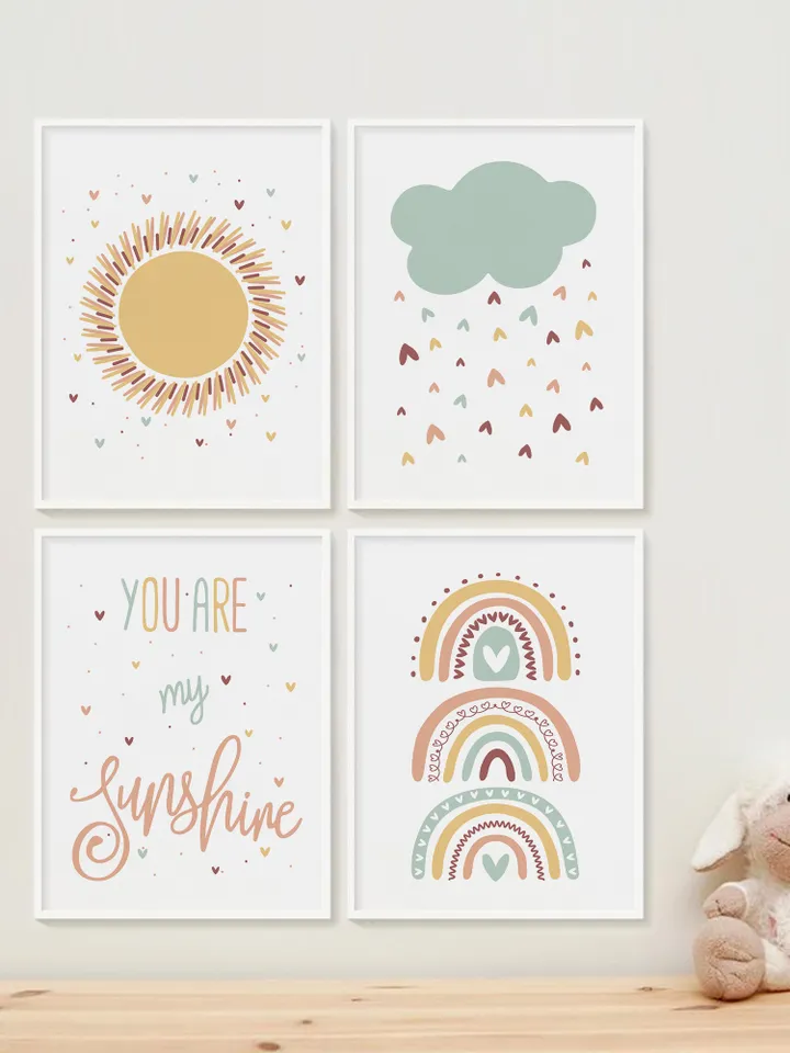 You Are My Sunshine Wall Art Prints Wall Art Boho Nursery Sunshine Sign Song Lyrics Wall Art Modern Wall Art Cute Digital Prints Set Of 3