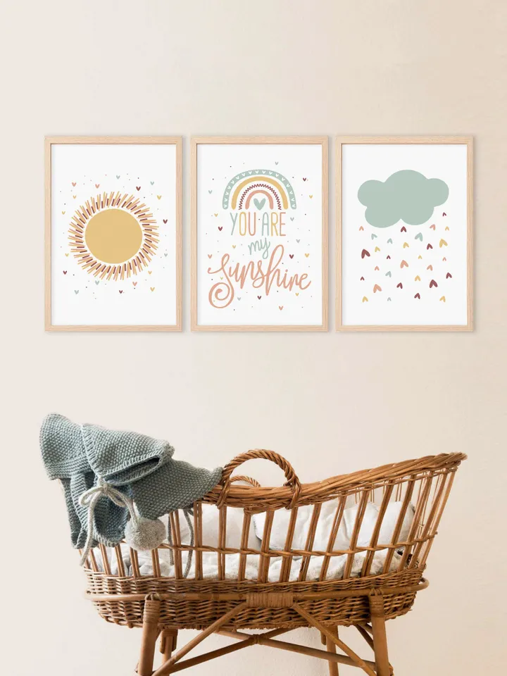 Printable Wall Art Prints Nursery Decor Printable Art Nursery Wall Art You Are My Sunshine Pastel Rainbow Baby Downloadable Prints Set Of 3