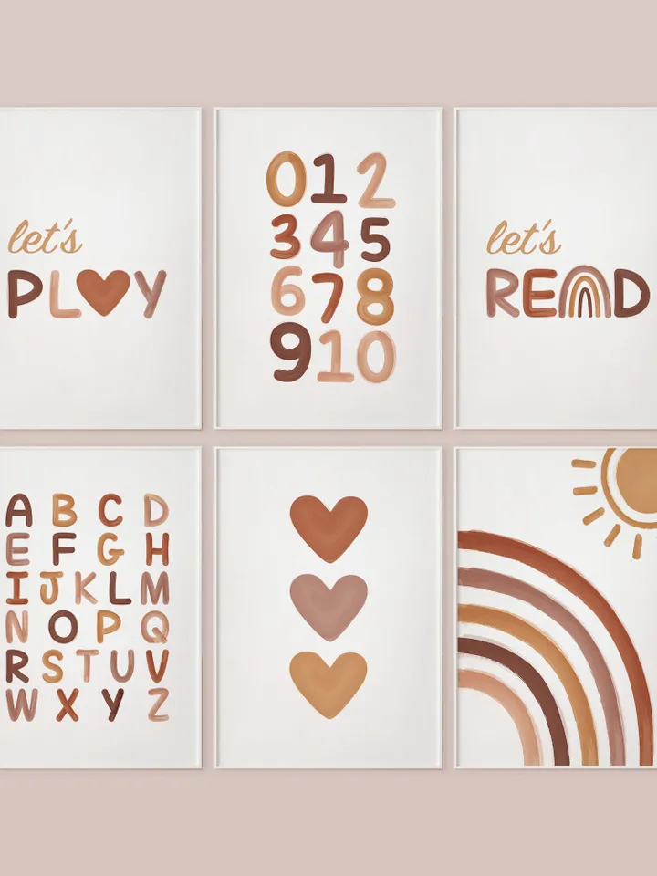 Abc 123 Boho Classroom Decor Rainbow Sun Boho Wall Decor Preschool Classroom Set Of 6 Prints Wall Art Lets Play Lets Read Classroom Sign