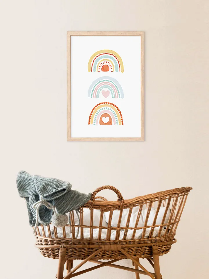 3 Rainbows Boho Nursery Wall Art - Baby Room Poster - Playroom Printable Decor - Instant Digital Download