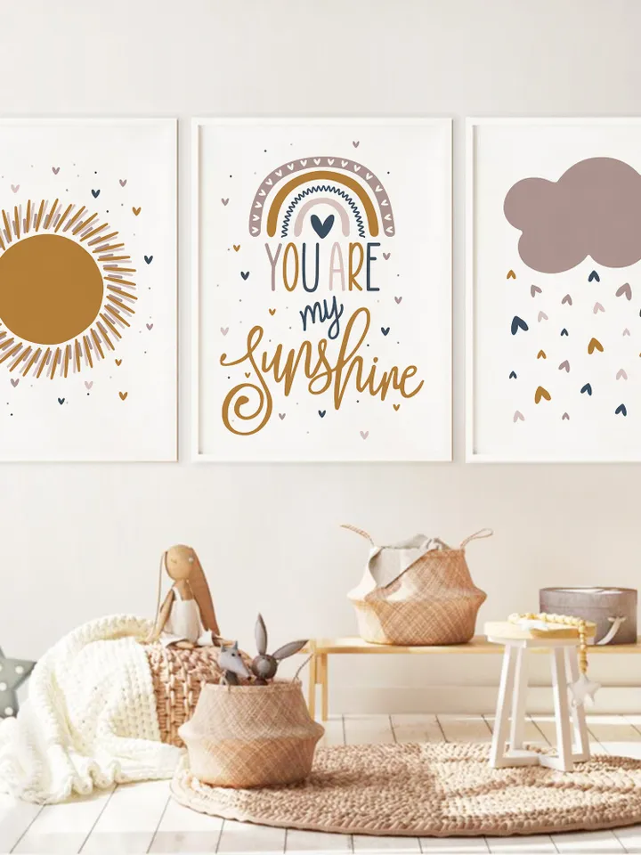 You Are My Sunshine Wall Art Prints Printable Boho Nursery Decor Downloadable Prints Set Of 3 Baby Shower Gift Modern Art Prints Bedroom