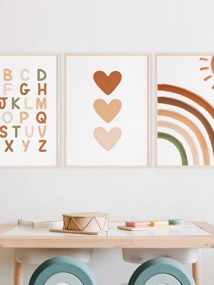 Boho Alphabet Sunburst Rainbow Playroom Wall Decor For Boys And Girls Unique Wall Hanging Sun Abc For Elementary Montessori Digital Prints