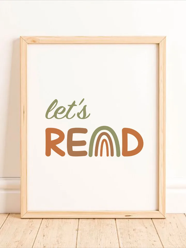 Let's Play Sign Let's Read Sign For Playroom School Preschool Set Of 6 Printable Digital Download Posters Alphabet Boho Hearts Sun Rainbow
