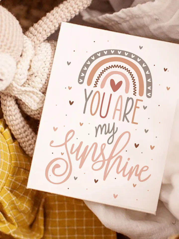 You Are My Sunshine Wall Art Print Boho Girl Nursery Baby Toddler Room Wall Design Playroom Decor Printable Design Instant Digital Download