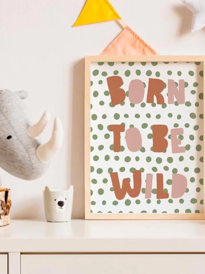 Born To Be Wild Sign Boho Playroom Wall Hanging Decor Color Dot Montessori Quote Prints Decor Boys Printable Download Baby Toddler Gift