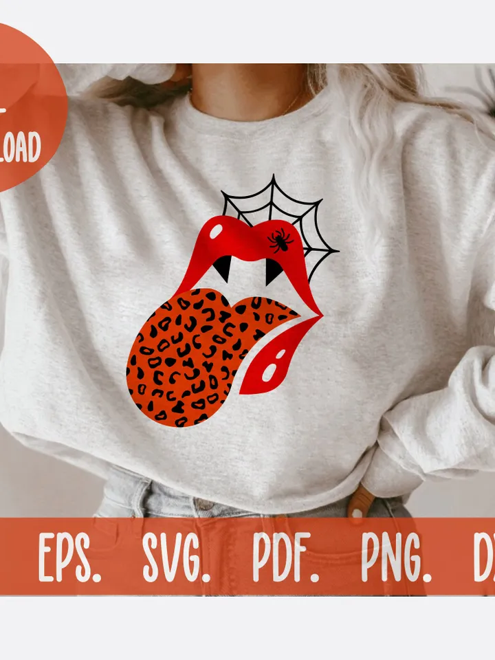 Halloween Svg Vampire Spooky Mama Leopard Spider Web Lips Mom Mug Momster Svg Halloween Shirt Svg Sublimation Png Laser Cut Files For Cricut