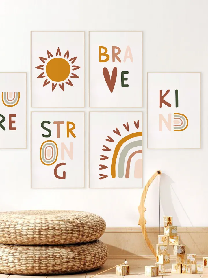 Printable Wall Art Kids Room Affirmation Motivational Poster Baby Nursery Playroom Wall Decor Gallery Wall Set Of 6 Digital Download Prints
