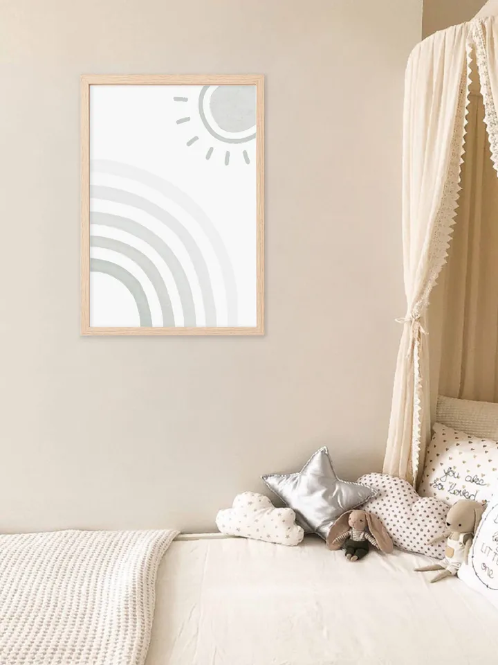 Mid Rainbow Sun Art Prints Blue Printable Wall Art Scandi Nursery Decor Bedroom Digital Print Kids Printable Art Baby Nursery Wall Art