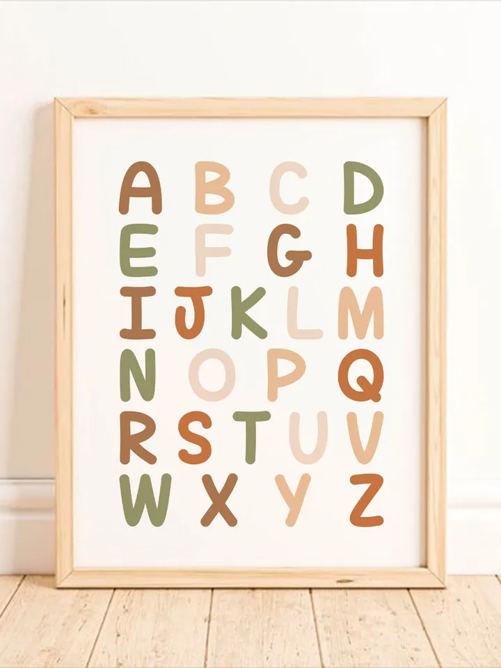Set of 3 Alphabet Letters, Sun And Rainbow, Hearts Boho Nursery Wall Art - ABC Playroom Printable Decor - Instant Digital Download