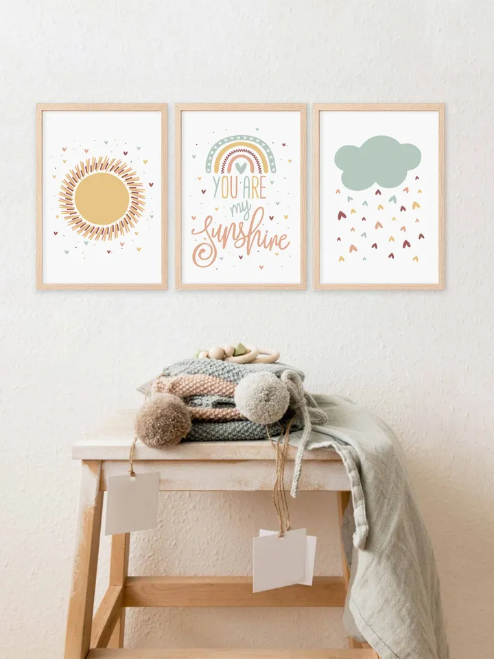 Printable Wall Art Prints Nursery Decor Printable Art Nursery Wall Art You Are My Sunshine Pastel Rainbow Baby Downloadable Prints Set Of 3