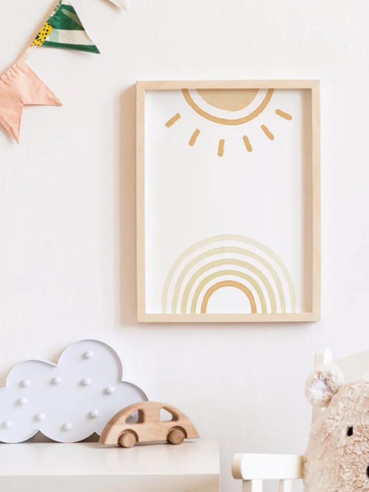 Yellow Boho Nursery Wall Decor Sun Boho Decor Bedroom Decor Farmhouse Decor Rainbow Nursery Decor Boho Wall Decor Digital Download