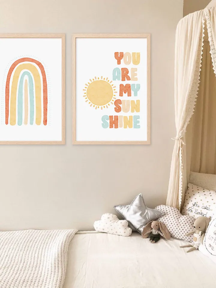 You Are My Sunshine Wall Art Sunshine And Rainbow Nursery Wall Art 2 Print Set Sunshine Nursery Decor Instant Digital Download