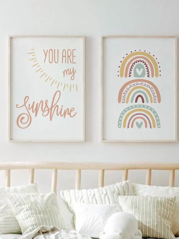 You Are My Sunshine Nursery Wall Art Digital Download Printable Wall Art Set Of 2 Piece Modern Boho Rainbow Baby Nursery Decor Song Lyrics