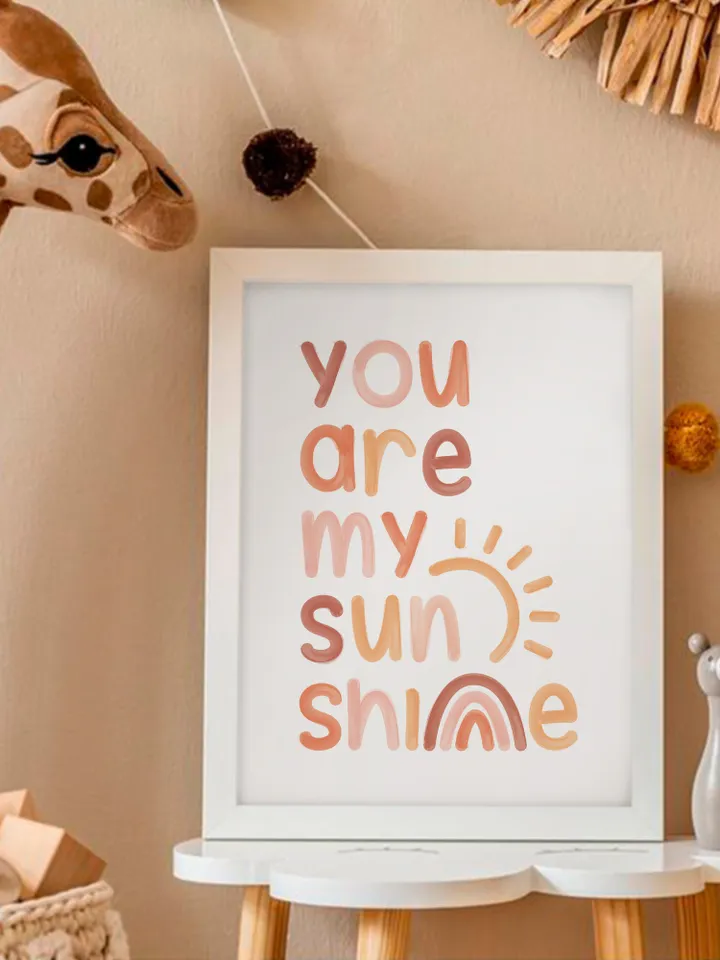 You Are My Sunshine Nursery Wall Decor Baby Girl Sign Wall Art Prints Shelf Decor Boho Rainbow Newborn Digital Gift Instant Download