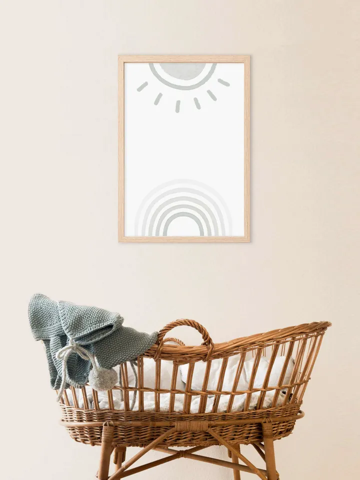 Sun Printable Art Blue Rainbow Nursery Wall Art Printable Boho Poster Print Scandinavian Nursery Art Instant Digital Download