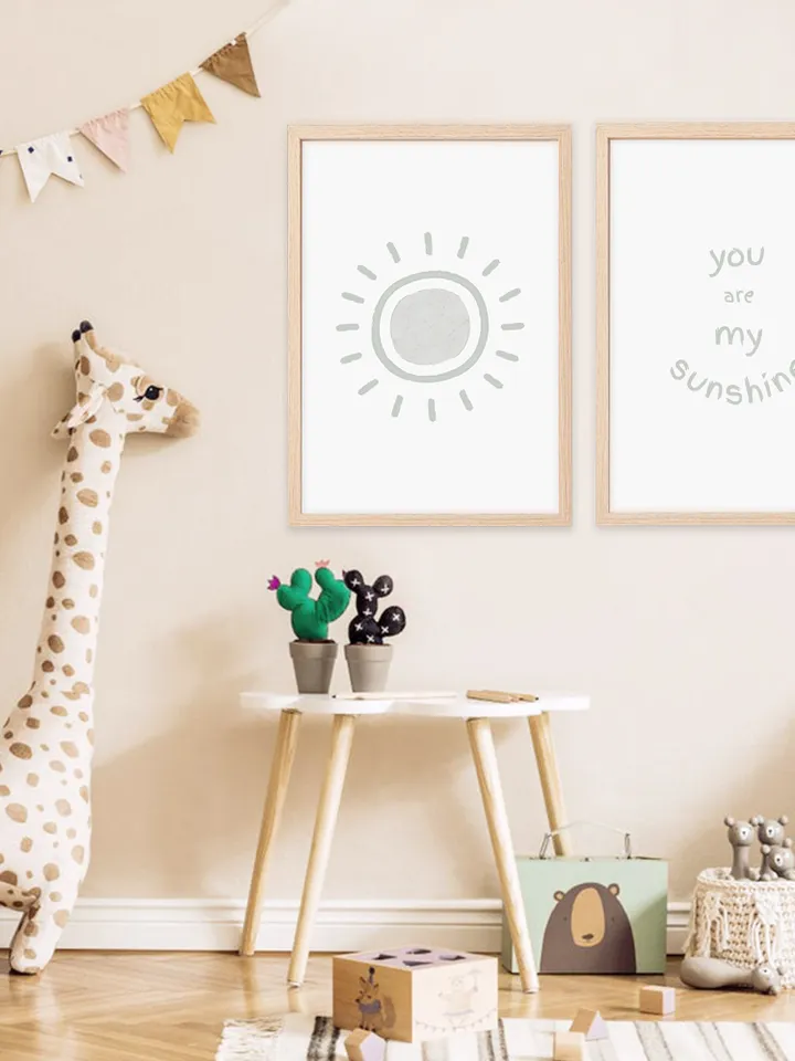 Pastel Blue Wall Art Prints Set Of 2 You Are My Sunshine Wall Art Nursery Printable Wall Art Scandi Nursery Decor Digital Download