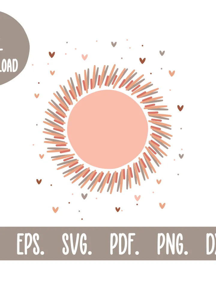 Muted Pink Fall Sun Svg Sublimation Png Designs Dxf Plasma Files Instant Downloads For Shirts Laser Cut Vector Files Ai Eps Printable Png