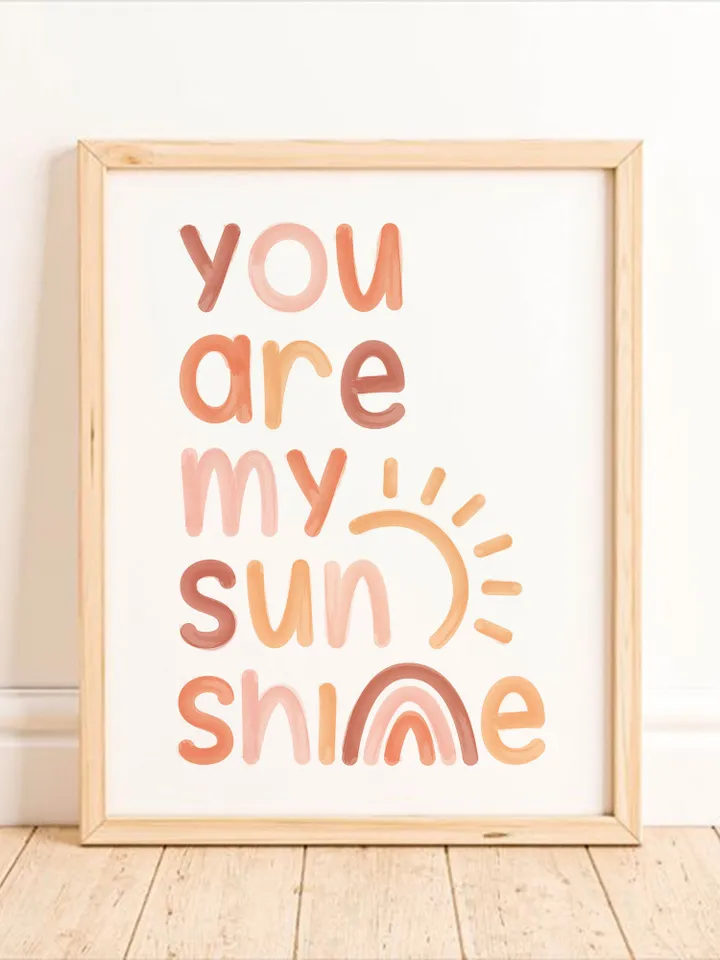 You Are My Sunshine Nursery Wall Decor Baby Girl Sign Wall Art Prints Shelf Decor Boho Rainbow Newborn Digital Gift Instant Download