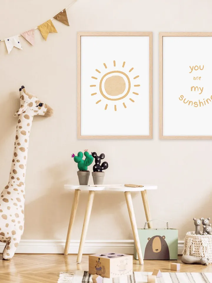 Pastel Wall Art Prints Set Of 2 You Are My Sunshine Wall Art Nursery Printable Wall Art Scandi Nursery Decor Digital Download