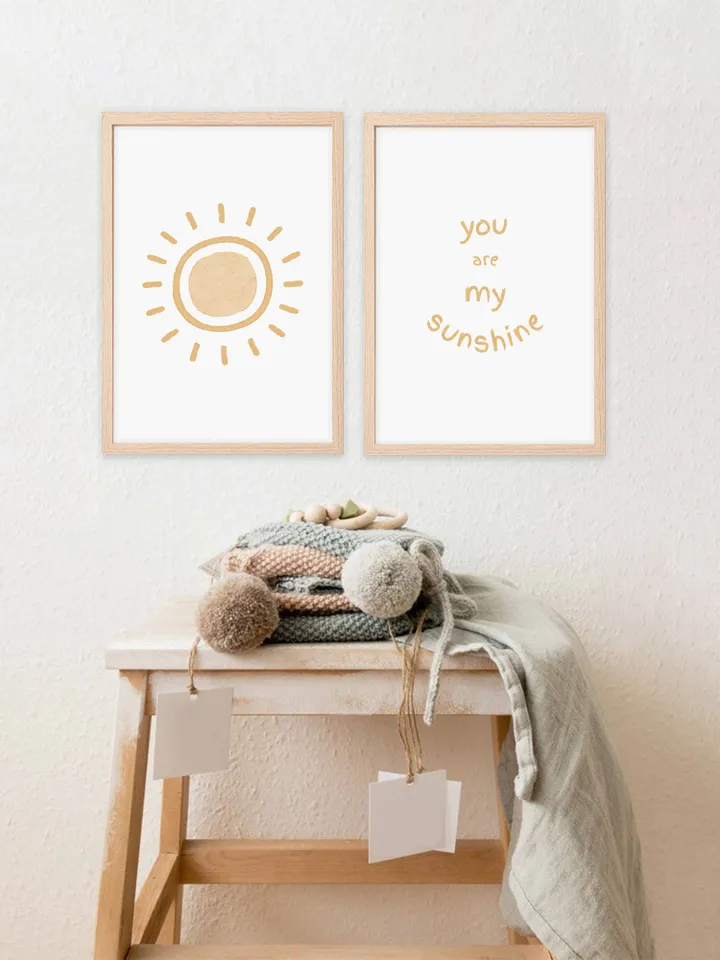 Pastel Wall Art Prints Set Of 2 You Are My Sunshine Wall Art Nursery Printable Wall Art Scandi Nursery Decor Digital Download