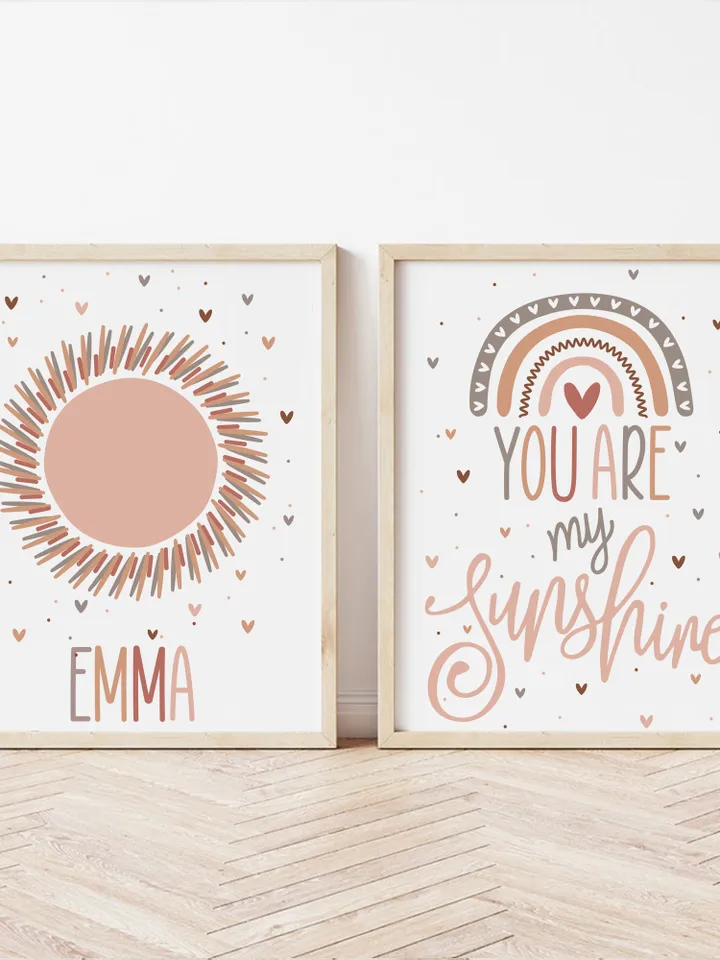 Custom Personalized Baby Shower Gift You Are My Sunshine Sun Rainbow Decor Nursery Digital Print For New Baby Boy And Girl From Aunt Uncle