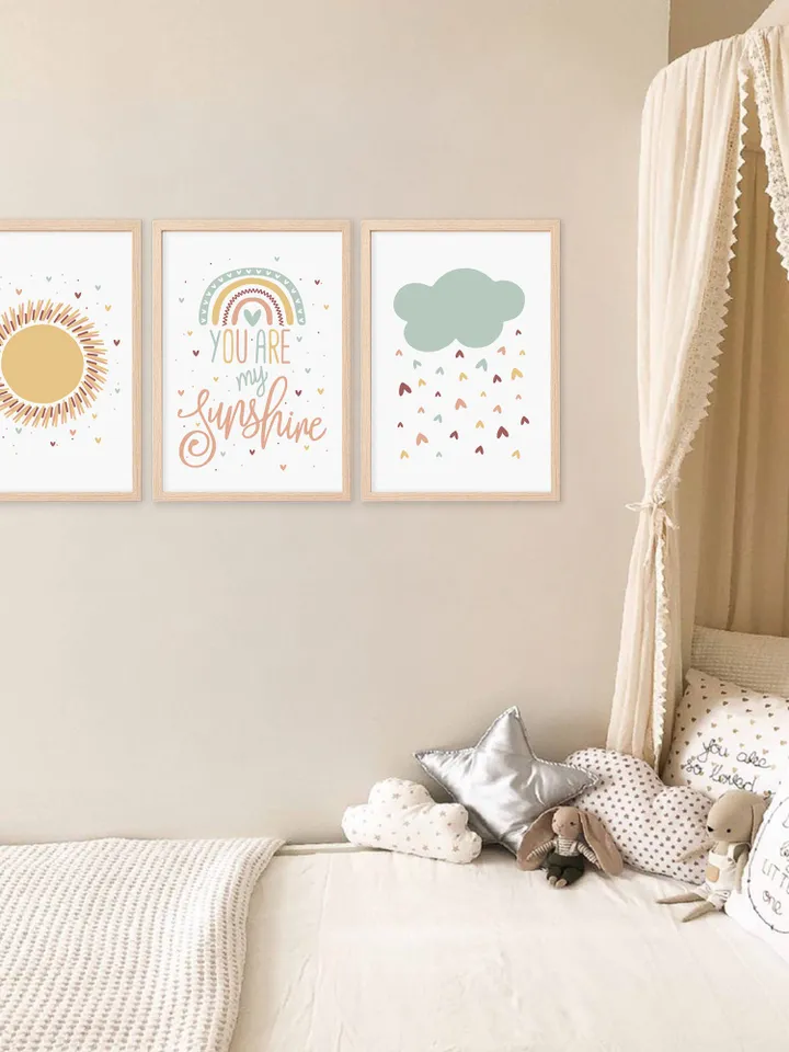 Printable Wall Art Prints Nursery Decor Printable Art Nursery Wall Art You Are My Sunshine Pastel Rainbow Baby Downloadable Prints Set Of 3