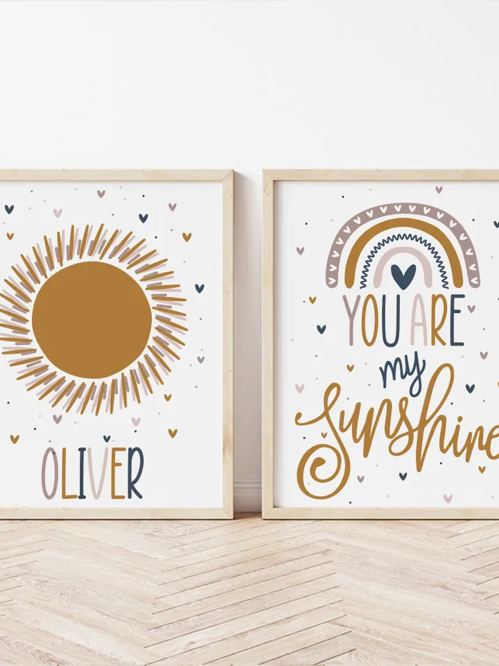 Custom Personalized Baby Shower Gift You Are My Sunshine Sun Rainbow Decor Nursery Digital Print For New Baby Boy And Girl From Aunt Uncle