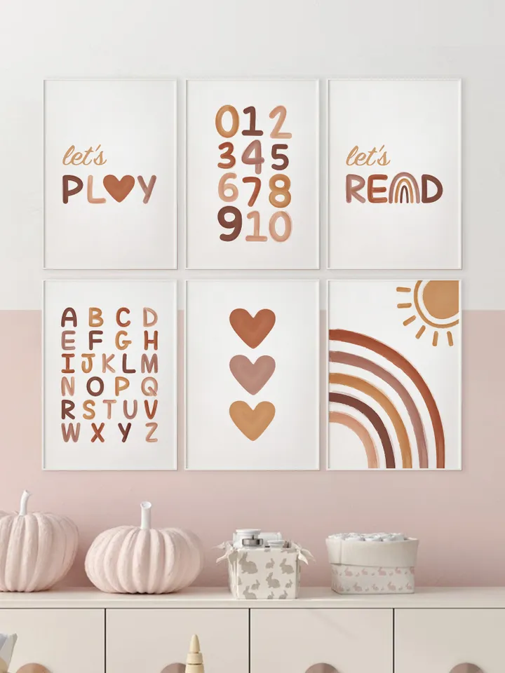 Abc 123 Boho Classroom Decor Rainbow Sun Boho Wall Decor Preschool Classroom Set Of 6 Prints Wall Art Lets Play Lets Read Classroom Sign