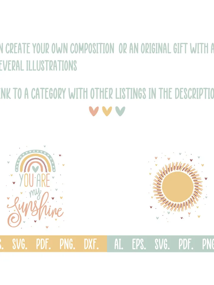 Unique Blue Rainbow Cloud Hearts Vector File Svg Dxf Png Pdf Ai Eps Clipart For Shirts New Baby Born Baby Shower Original Gift Digital Print