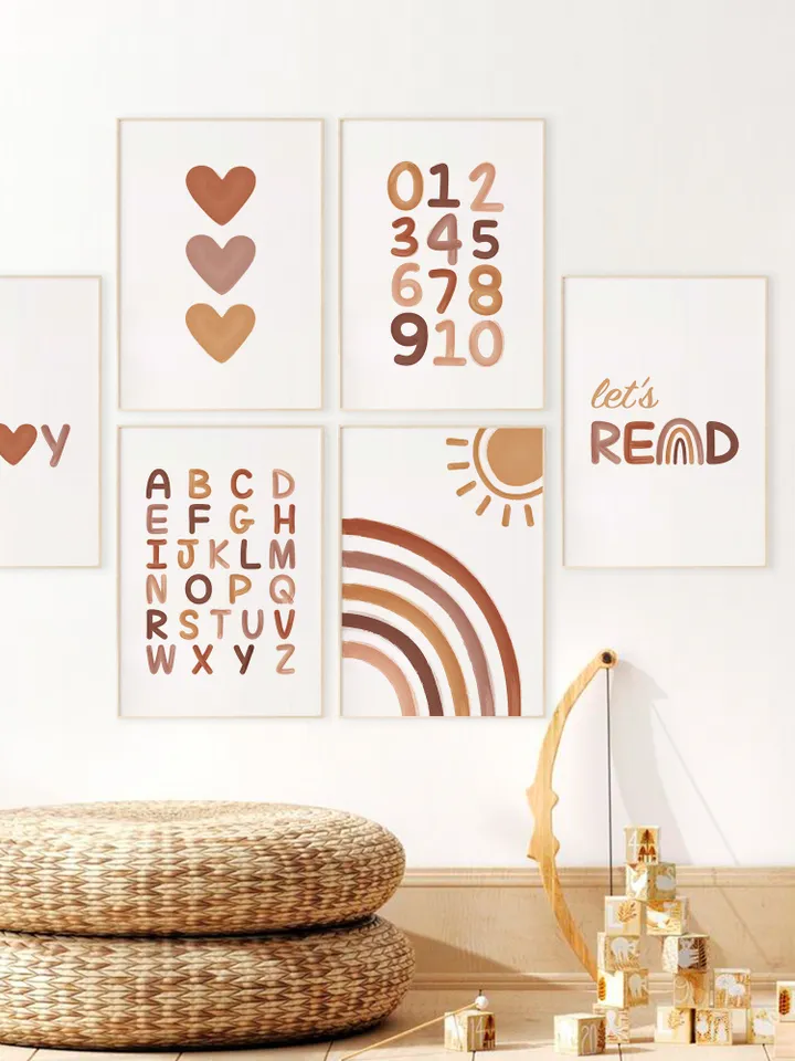 Preschool Wall Poster Classroom Decor Elementary Wall Art Educational Print Let's Play Read Sign Boho Abc Alphabet Instant Digital Download