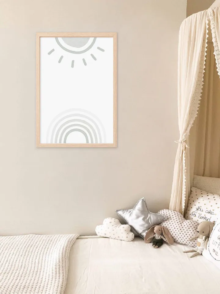 Sun Printable Art Blue Rainbow Nursery Wall Art Printable Boho Poster Print Scandinavian Nursery Art Instant Digital Download