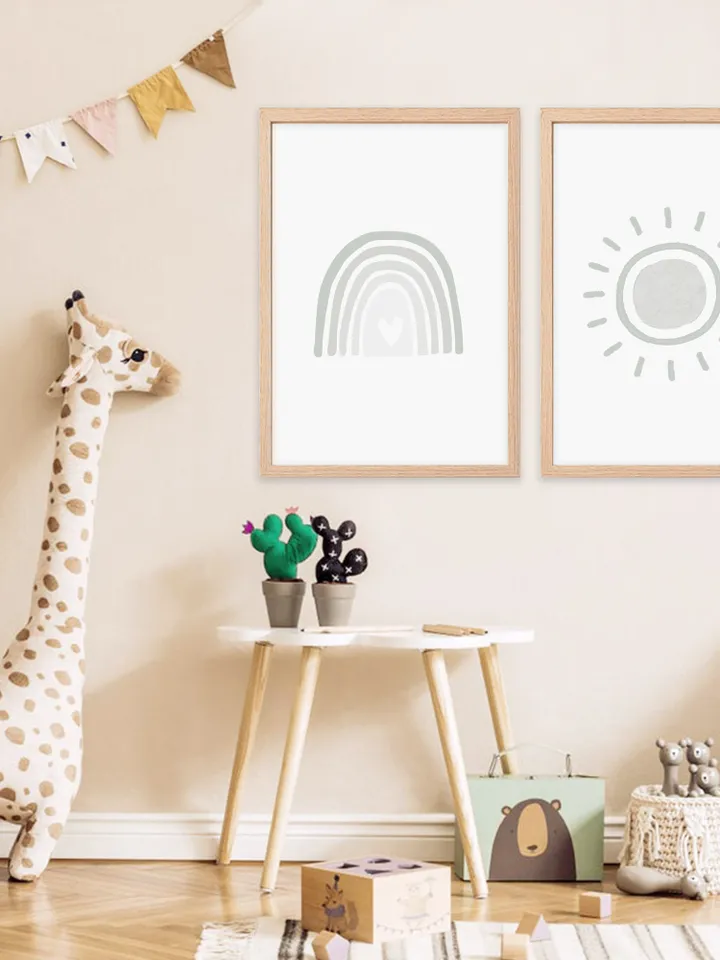 Sun Rainbow Printable Wall Art Prints Boho Nursery Decor Nursery Wall Art Prints Set Of 2 Pastel Rainbow Baby Scandi Wall Art Printable