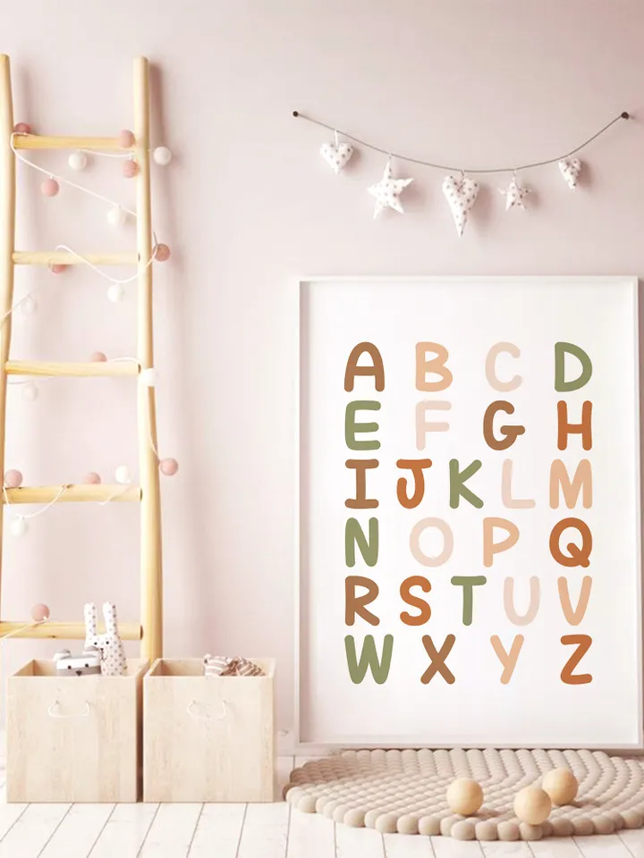 Alphabet Preschool Wall Art Decor Homeschool Abc Poster Digital Download Kindergarden Wall Decor Elementary Boho Classroom Decor Educational