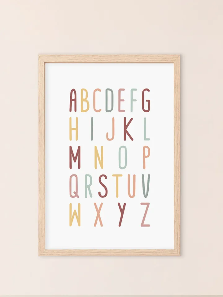 Set of 3 Alphabet Letters, ABC Poster, Heart And Rainbow, Boho Nursery Wall Art - Playroom Printable Decor - Instant Digital Download